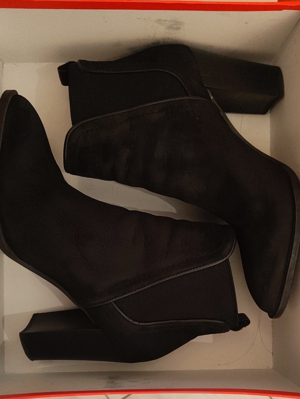Black Suede Ankle Booties with Block Heel